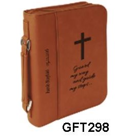 Leatherette Bible/Book Cover - Rawhide/Engraves Black, Large