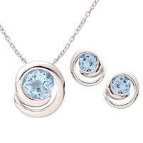 Jilco Inc. Swirl Blue Topaz Earring & Necklace Set