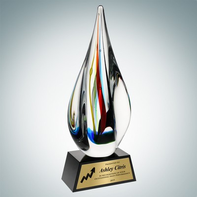 Art Glass Candy Stripes Award w/ Black Base & Gold Plate
