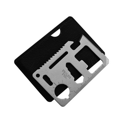 11-Function Multi-functional Knife Card Survival Tool with leather case