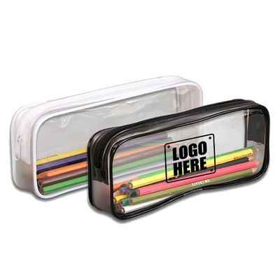 Clear Vinyl Zippered Pencil Case & Storage Pouch