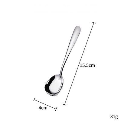 6.1" Silver Surface 304 Stainless Steel Small Size Square Bottom Soup Spoon W/ Inclined Handle