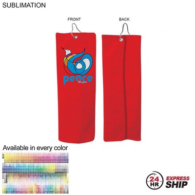 24 Hr Express Ship - Microfiber Dri-Lite Terry Golf Towel, Finished, Trifold (6"x15")