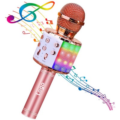 4" 1 Karaoke Wireless Microphone with LED Lights Portable Microphone for Kids