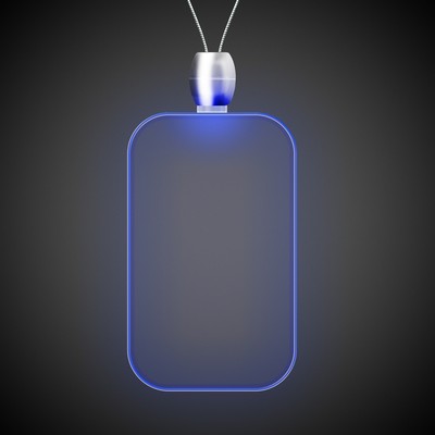 24" Blue Dog Tag Light-Up Pendant Necklace(Digi-Printed)