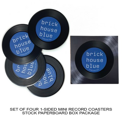 1-Sided Mini Record Coasters - Set of 4 - Stock Paperboard Box (Stock Art on Box)