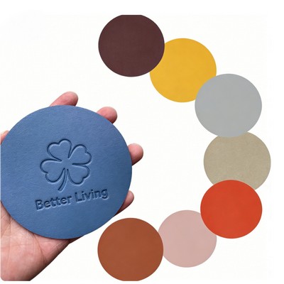 Vegan Leather Round Coaster 4"
