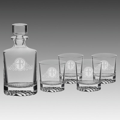 850ml Glass Decanter Set w/ Four 9 oz. Glasses
