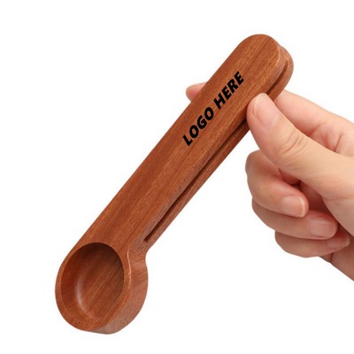 2" 1 Wooden Coffee Scoop Bag Clip Beech Measuring Spoon