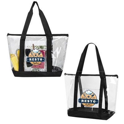 Clear Zippered Tote Bag With Pocket