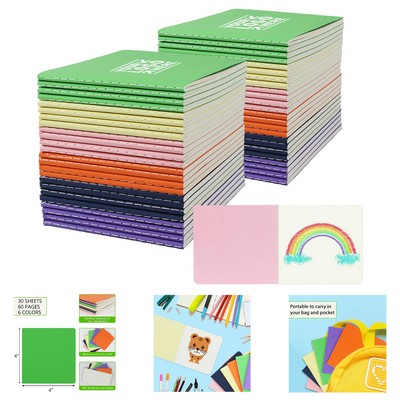 60 Blank Pages 30 Sheets 4 x 4" Small Pocket Notebook - Mini Sketchbook