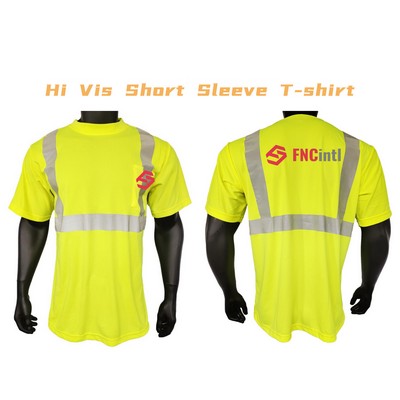 150GSM Polyester Adult Hi-Visibility T-Shirt w/Reflective Stripe