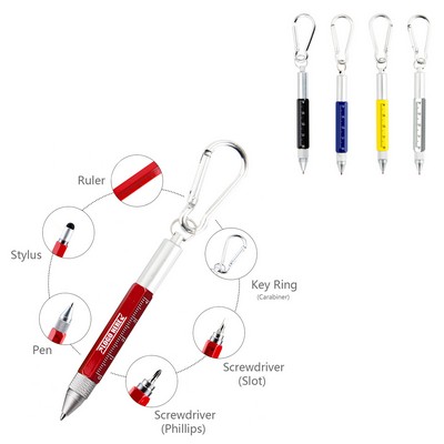 6-in-1 Metal Tool Pen with Carabiner