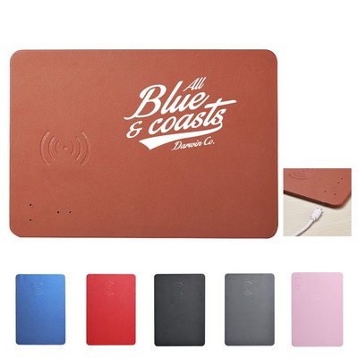 Wireless Charging Leather Mouse Pad
