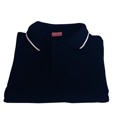 Polo Cotton Airtex Tipped Collar blue-XS - 5XLT