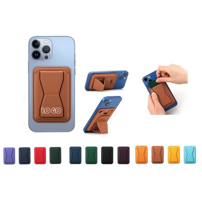 Adhesive Sticker PU Leather Phone Stand with Card Holder