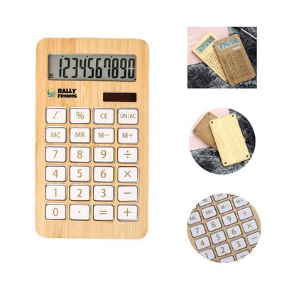 Wooden Solar Calculator Standard Function Desktop Calculator