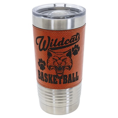 20 oz. Basketball Faux Leather Tumbler with Slider Lid