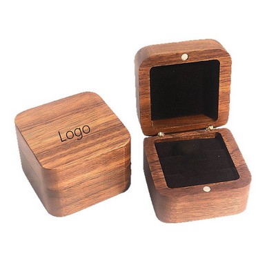 Heart Shaped Walnut Wedding Ring Box Solid Wood Engagement Jewelry Case Gift Box