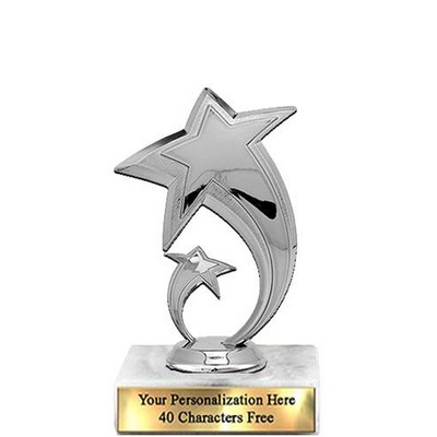 Trophy 7", 2X3 White Marble Base, Shooting Star Silver