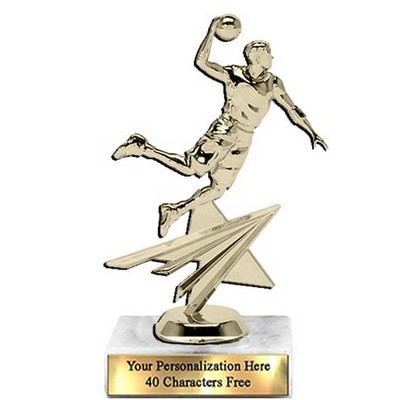 Trophy 7", 2X3 White Marble Base, Star Figure Basketball