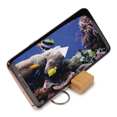 Bamboo Phone Stand w/ Keychain