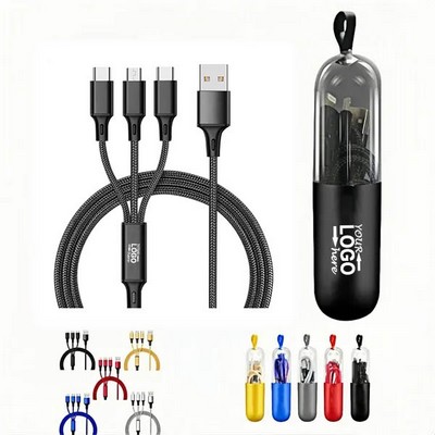 3" 1 Fast Charging Cable In Capsule Case With Key Loop