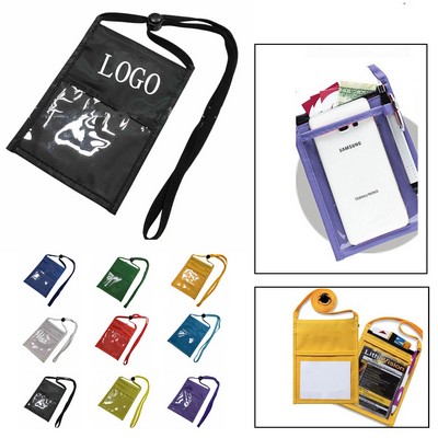 Vertical Nylon Neck Wallet w/ Clear Window