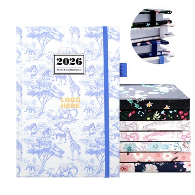 Promotional Schedule Book Floral Organizer Notebook 2026 Weekly & Monthly Planner