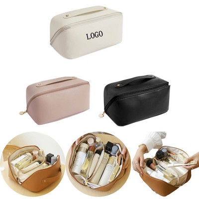 Large-Capacity Rectangular PU Leather Cosmetic Organizer