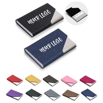 Premium Stainless Steel & PU Leather Business Card Holder