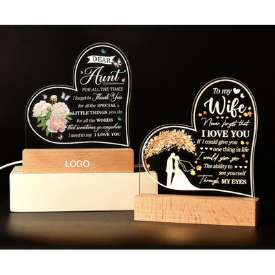 Acrylic Night Light Desktop Decor Anniversary Valentine's Gift
