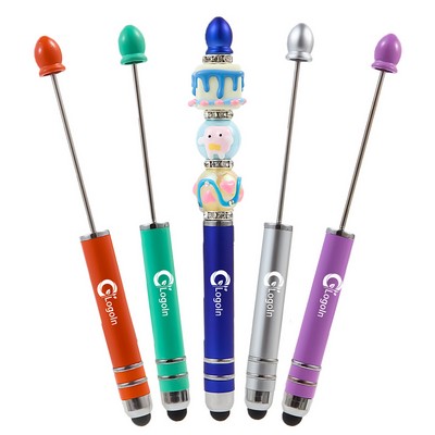 Plastic Beadable Pen 2" 1 Stylus Bead Ballpoint