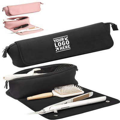 2-in-1 Flat Irons Curling Iron Haircare Organizer Hair Tools Travel Bag Heat Resistant Mat