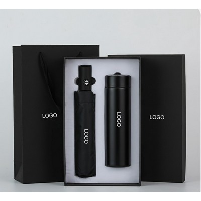 Business Gift Set with Insulated Bottle and Umbrella for Events and Corporate Use