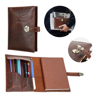A5 Genuine Leather Notebook Padfolio Portfolio