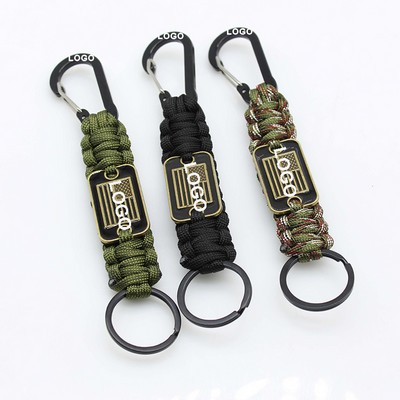 6" Braided Paracord Survival Carabiner Clip Keychain