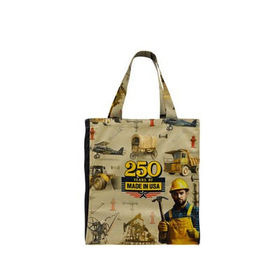 Full Bleed Print Handle Zipper Pocket Gusseted Tote Bag