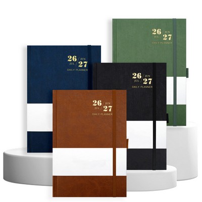 July 2026 - June 2027 Daily Weekly & Monthly Planner A5 PU Notebook