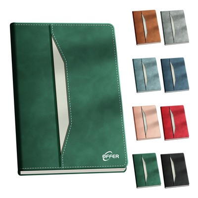A5 Soft PU Leather Work Notebook W/ Front Pocket