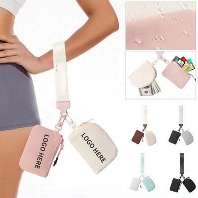 Compact Keychain Wallet with Mini Coin Purse & Dual Zippers