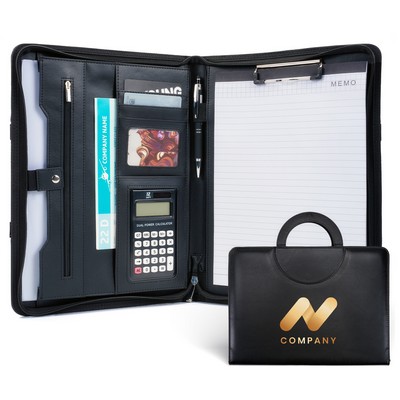 Portable Zippered Padfolio With Writing Pad