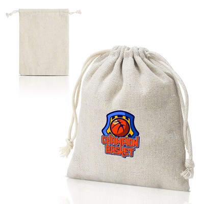 Small Cotton And Linen Drawstring Bag ( 4'' X 4.7'' )