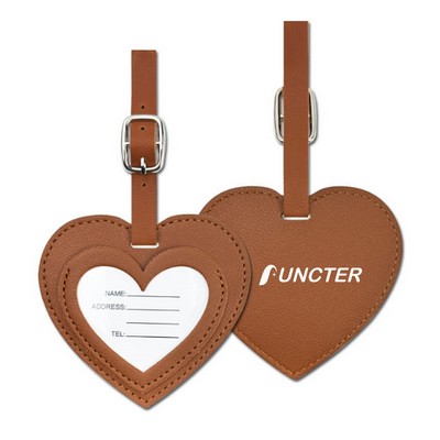 PU Leather Heart Shape Luggage Tag Suitcase Tag