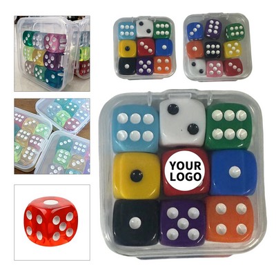 Colorful Plastic Game Dice Set With Storage Box