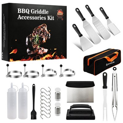 28 Pcs BBQ Griddle Accessories Kit W/ Carry Bag