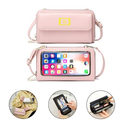 Large Capacity PU Crossbody Mobile Phone Shoulder Bag