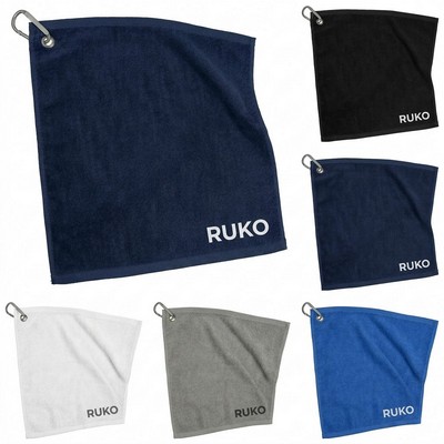 15 x 18" Cotton Terry Golf Towel with Grommet and Carabiner Clip
