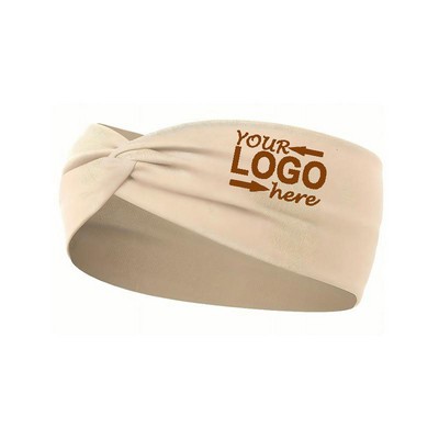Women Wide Sports Headband Vintage Sweat Absorbent Hairband