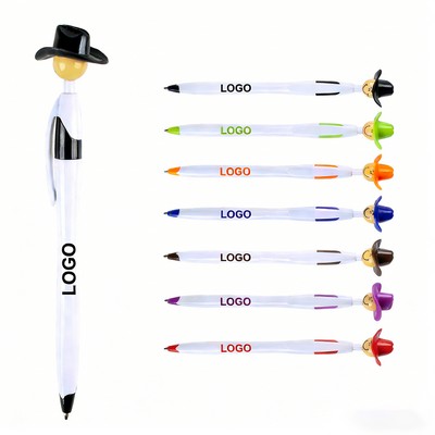 Cowboy Hat Cartoon Click Pen With Clip